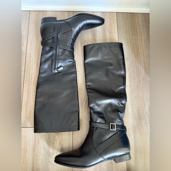 Prada women’s genuine leather riding boots black size 35 made in Italy - Picture 1 of 6